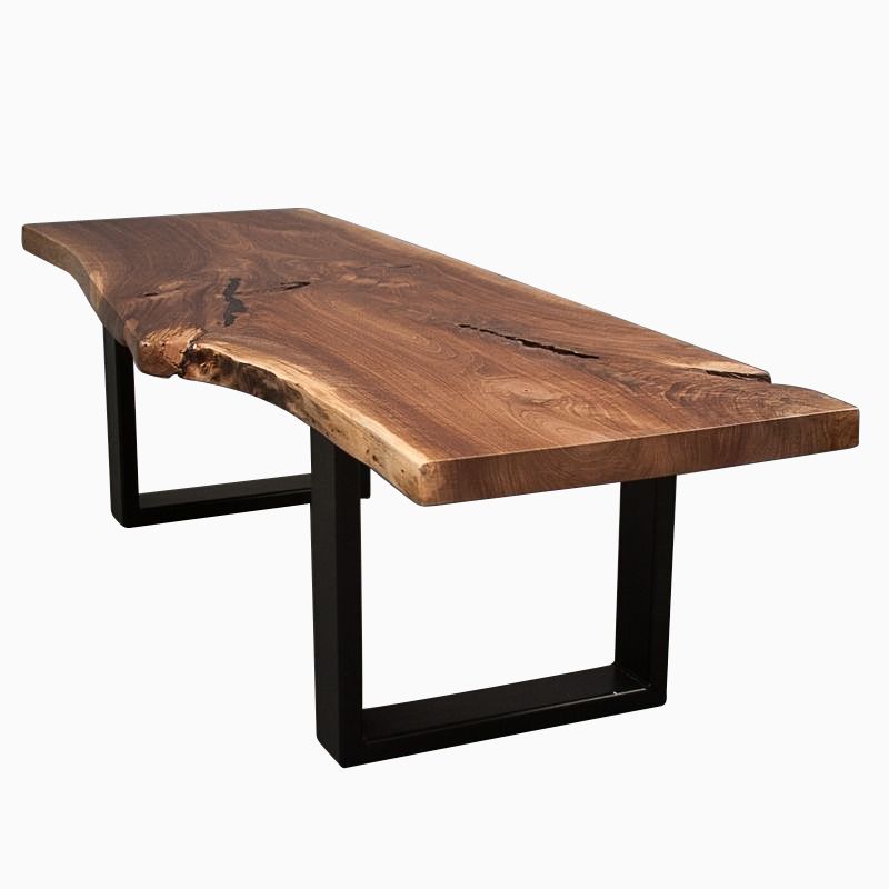 live edge coffee table with shelf