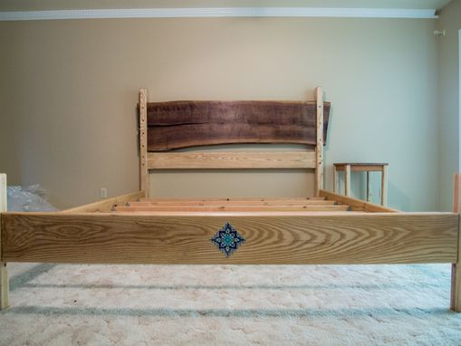 Custom Made Bed, King Size - Ash, Oak And Walnut Flitch With Matching Nightstands.