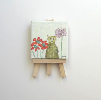 Custom Made Mini Canvas Cat Painting, Animal, Miniature Painting, Original Acrylic