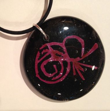 Custom Made Fused Glass Pendant With Copper Inclusion