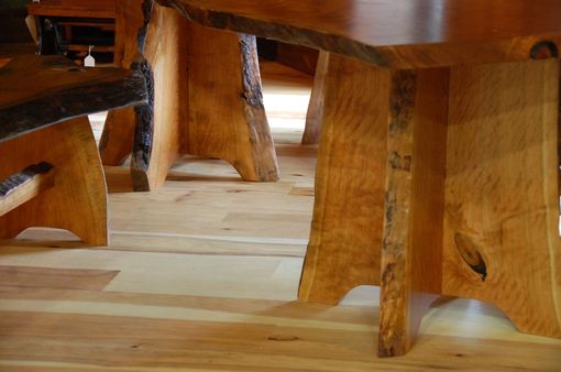 Custom Made Cherry Dining Table And Benches With Live Edge