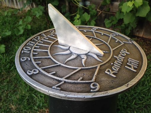 Custom Made Custom "Sun" Aluminum Sundial Made For Your Location With Personalized Text.