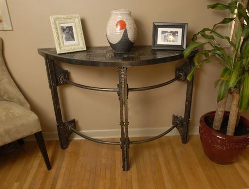 Custom Made Hand Forged Iron Half Round Console Table