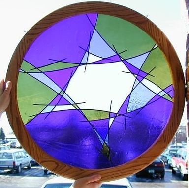 Custom Made Judaic Art - Abstract Star Of David In Stained Glass