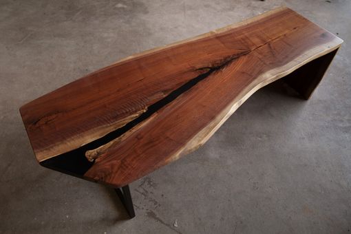 Custom Made Waterfall Edge Walnut Bench Or Coffee Table
