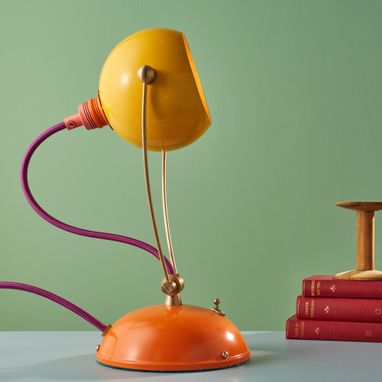 Custom Made Handmade Retro Brass And Steel Table Lamp