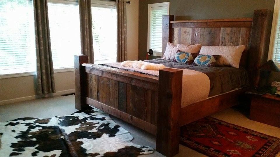 Hand Crafted Rustic Reclaimed Barnwood Bed By American