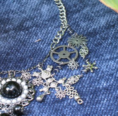 Custom Made Jewelry: Steampunk Necklace: Mechanical Lacework In Silver Tones