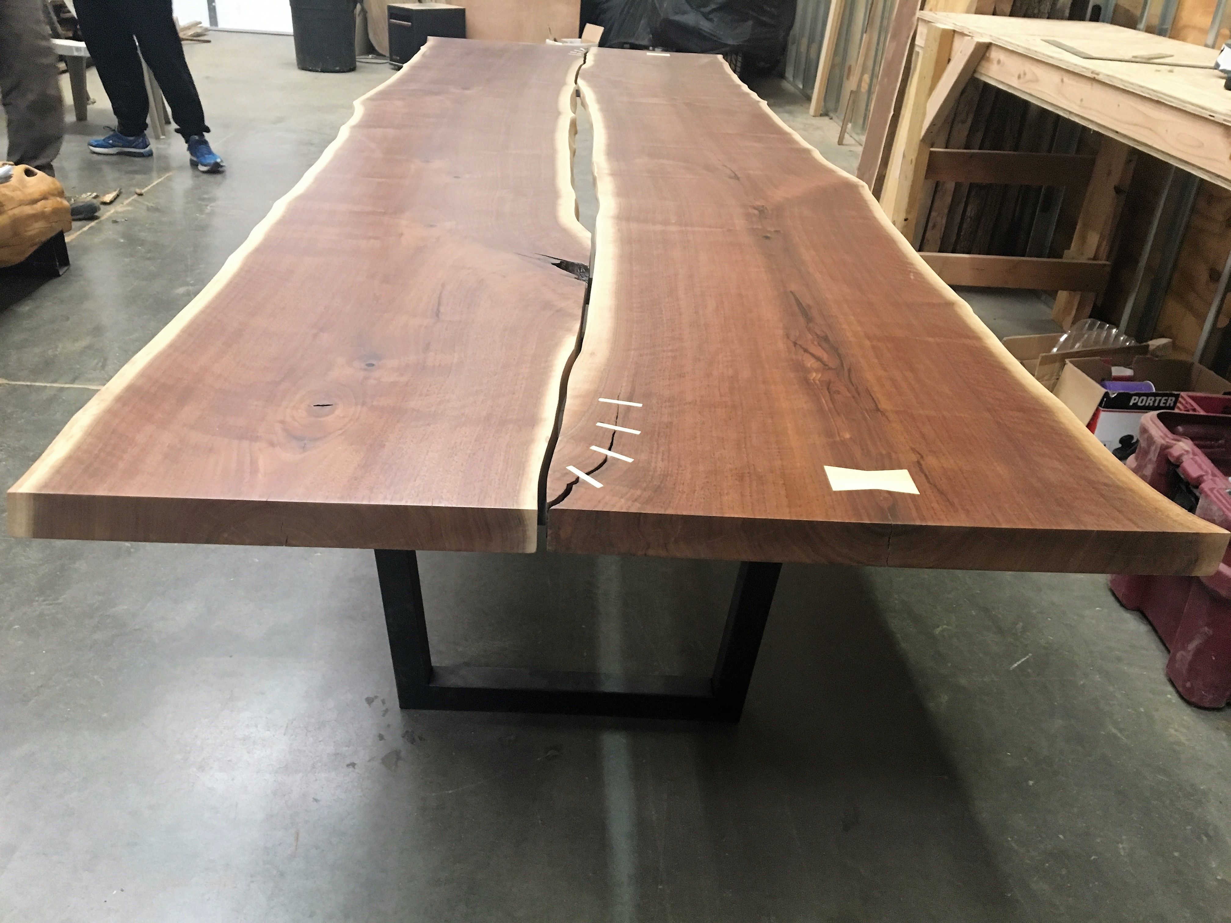 Hand Made 9.5 Foot Live Edge Black Walnut Table by KC Custom Hardwoods