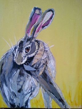 Custom Made Coy Hare On Yellow Limited Edition Print