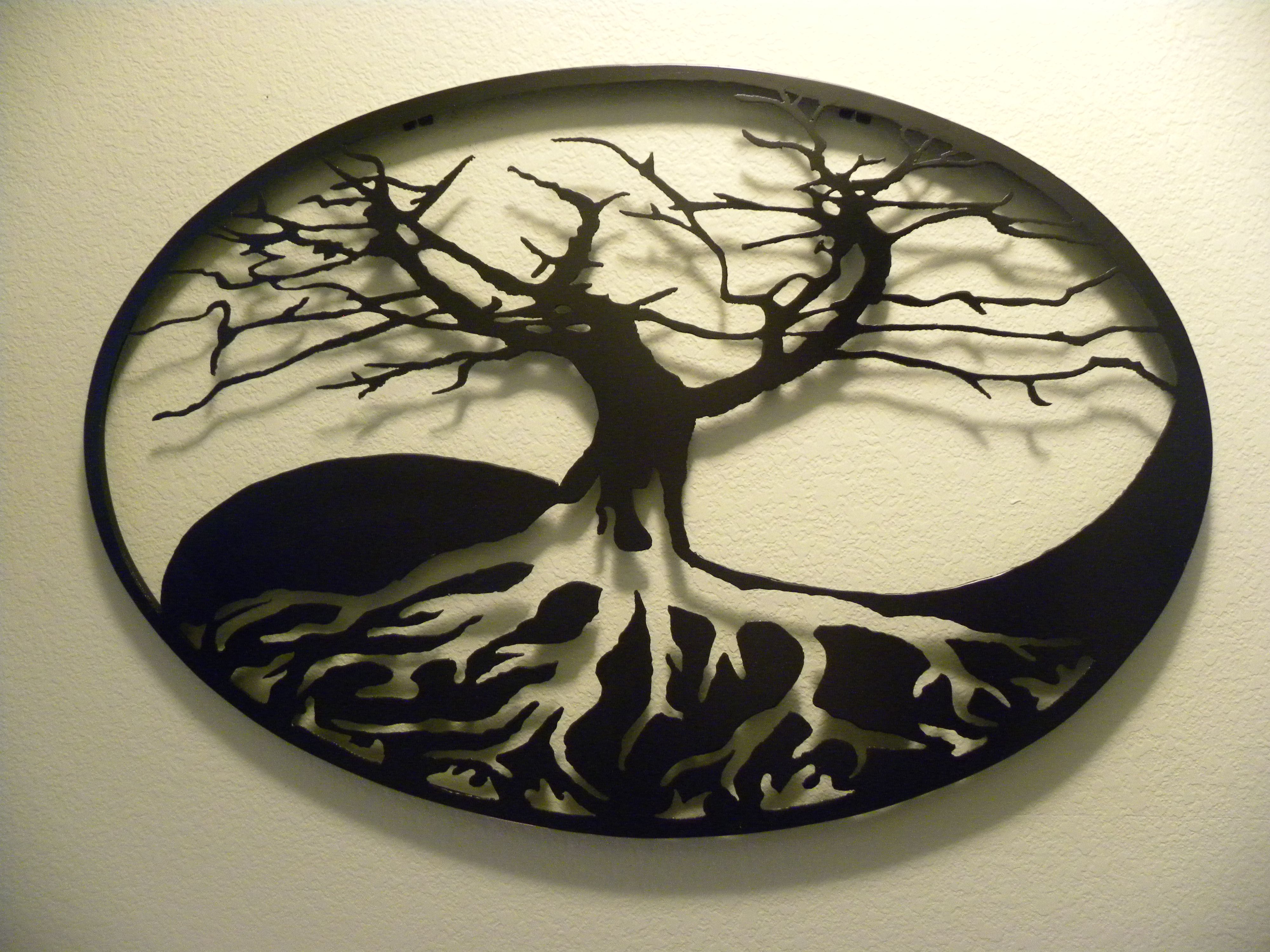 Buy Hand Made Oval Yin-Yang Tree Of Life Metal Wall Art, made to order