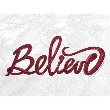 Custom Made Crystallized Believe Sign Genuine European Crystals Mantle Christmas Bling Decor Plaque Bedazzled