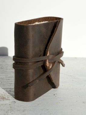 Custom Made Leather Bound Journal Louisiana Handmade Mini Pocket Diary Silkscreen Art Book