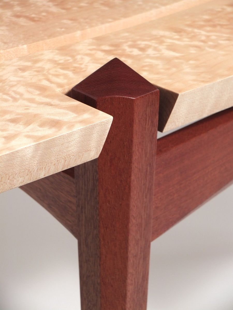 Hand Crafted Sapele And Quilted Maple Hall Table By Dogwood Design