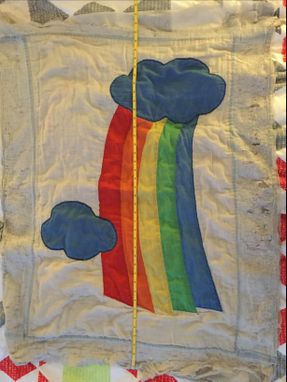 Custom Made Custom Vintage Clouds And Rainbow 30 Year Old Quilt Recreation