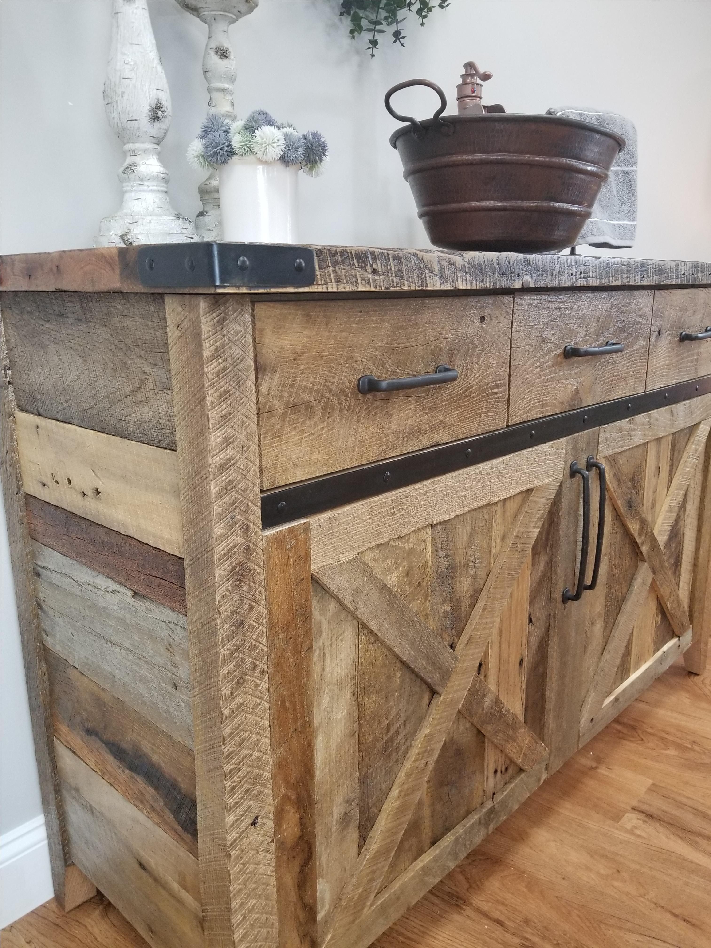 Buy Hand Made Reclaimed Bathroom Vanity, Barnwood Bathroom