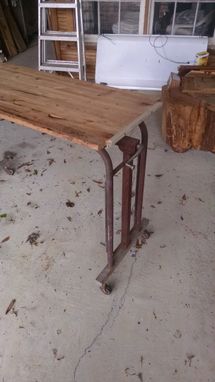 Custom Made Metal Hospital Tray Meal Table On Wheels, Also Used As A Desk,