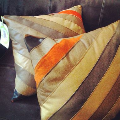 Custom Made Striped Leather Throw Pillows