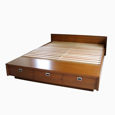 Custom Made Modern Platform Bed With Drawers