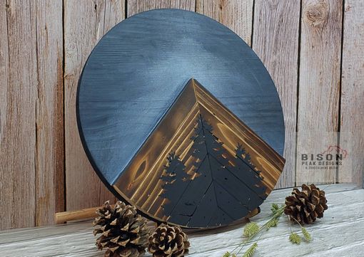 Custom Made 12in Round Rustic Mountain Wall Art. Wall Hanging Decor For The Home. Handmade Gifts.