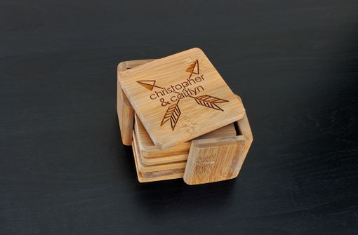 Custom Made Custom Bamboo Coasters, Custom Engraved Coasters --Cst-Bam-Cristopher Caitlyn