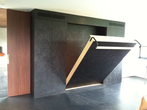 Custom Made Folding Murphy-Type Bed In Black Osb