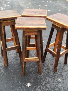 Custom Made Rectangle Swivel Reclaimed Wooden Bar Stools With Free Shipping