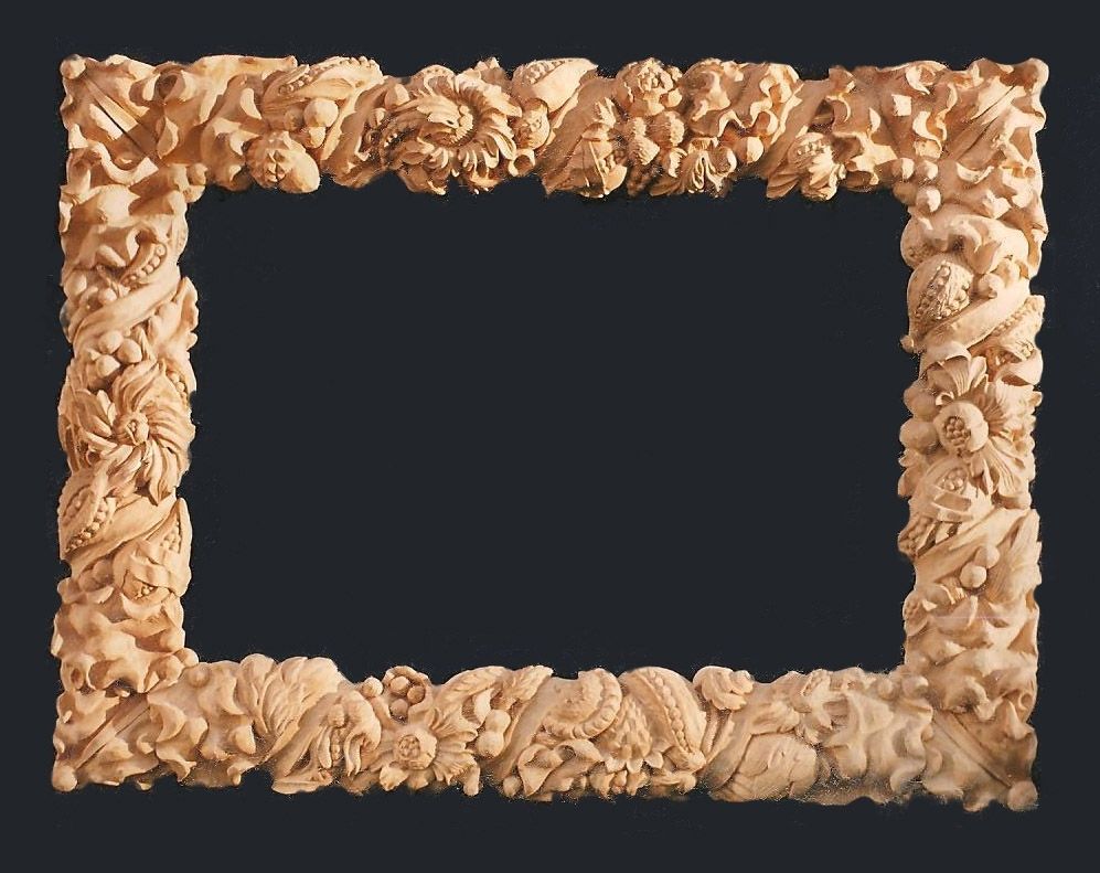 Carved wood shop frame mirror