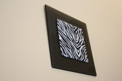 Custom Made Fused Glass Wall Art- Square Zebra
