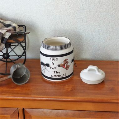 Custom Made Pet Humor Dog Treat Jar, Dog Biscuit Jar, Dog Cookie Jar