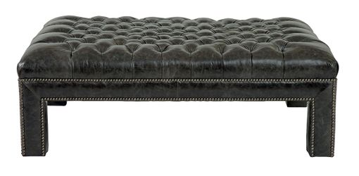 Custom Made Lionel, Leather Tufted Ottoman