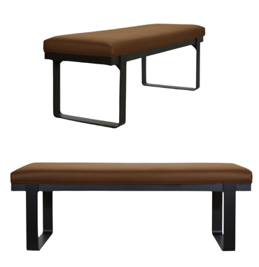 Custom Made Metal Base Upholstered Seat Bench Ottoman