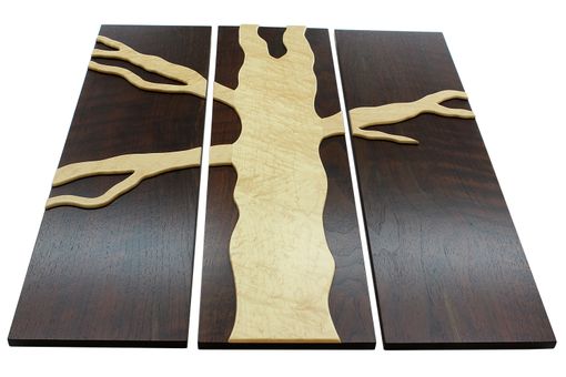 Custom Made 3 Panel Floating Tree | Solid Peruvian Walnut & Birdseye Maple
