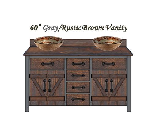Custom Made 60" Bathroom Vanity Cabinet (Modern Gray And Rustic Brown)