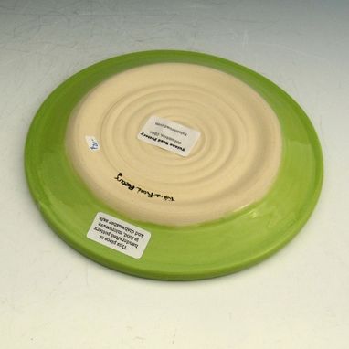 Custom Made Hand Made Ceramic Plate With A Cat In Green