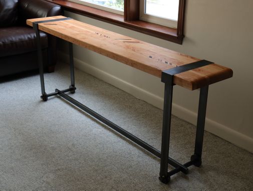 Custom Made Steel And Cherry Console Table
