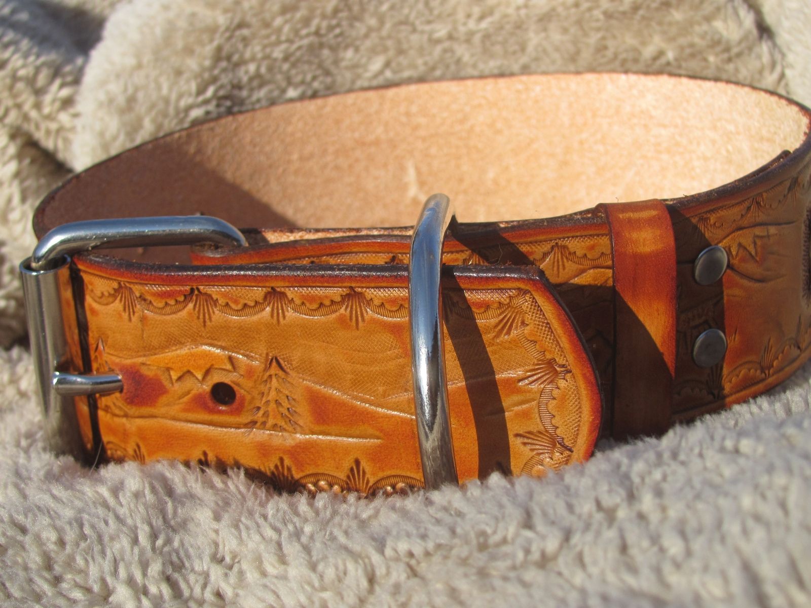 Hand Crafted Extra Large Dog Collar With Wilderness Scene, Personized