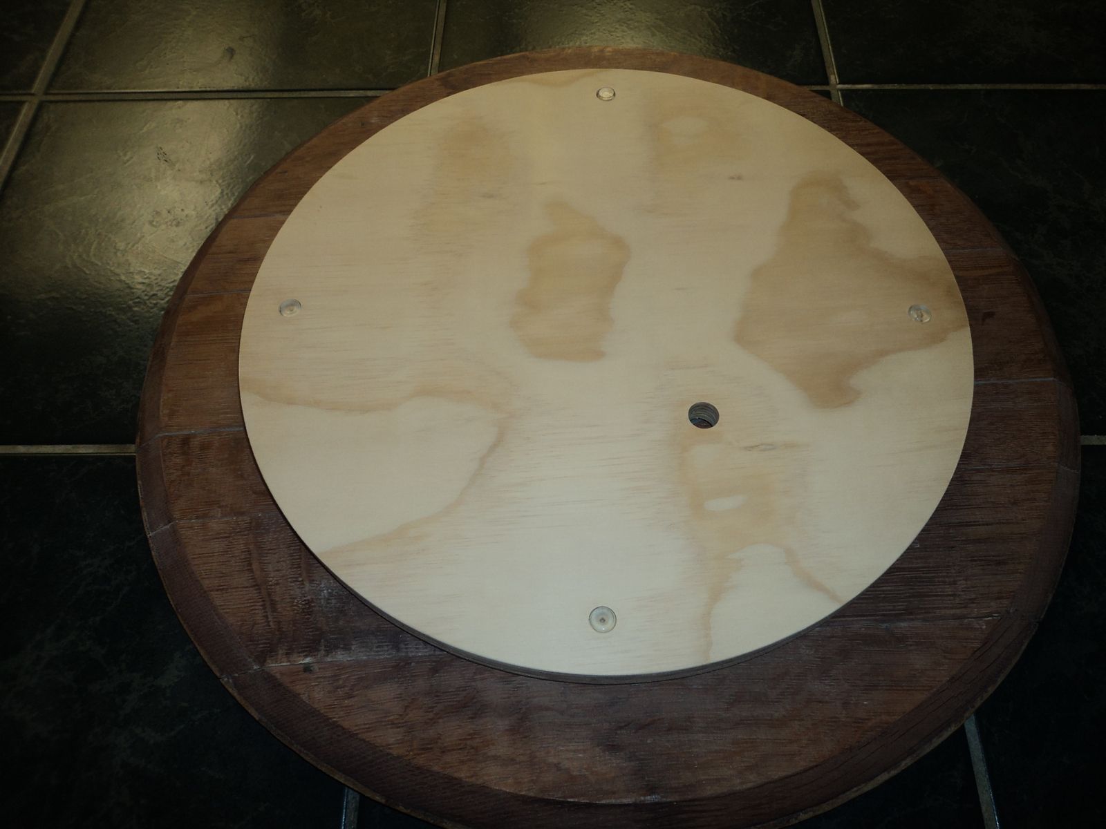 Custom Wine Barrel End Lazy Susan by Sandman Woodworks