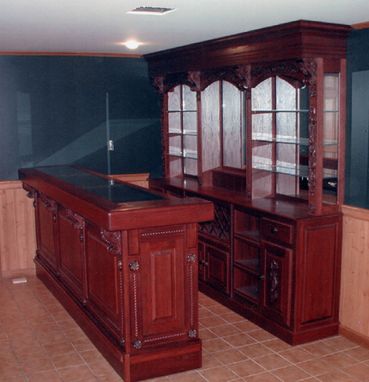 Custom Made Oak Bar And Back Bar