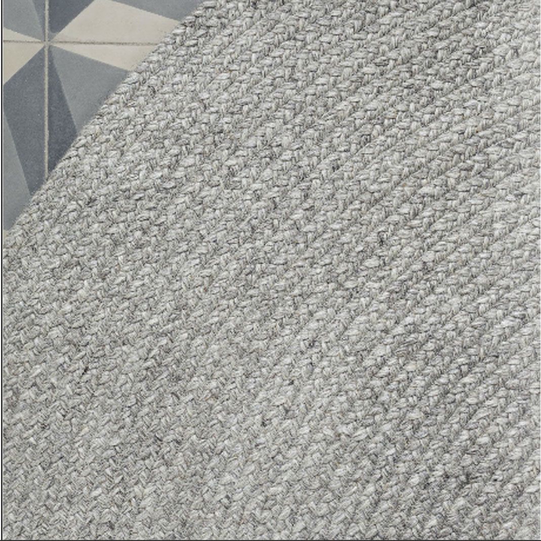 Handmade Cable Knit Modern Round Hand Braided Woven Wool Rug- Light Grey by  Hammers And Heels