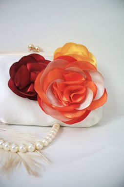 Custom Made Autumn-Inspired Clutch Purse With Handmade Flowers
