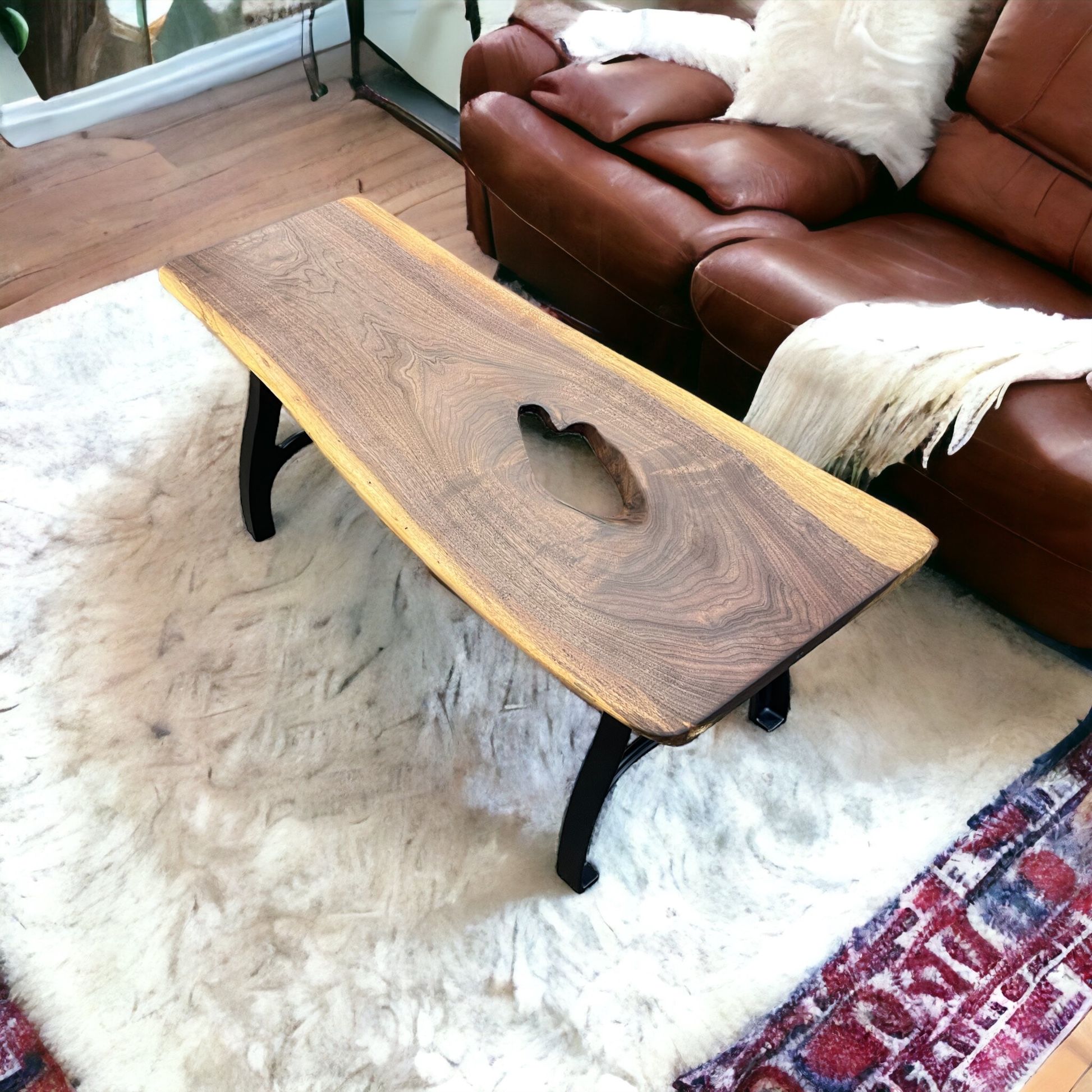 Buy Hand Crafted Nebraska Walnut Slab Coffee Table, made to order from