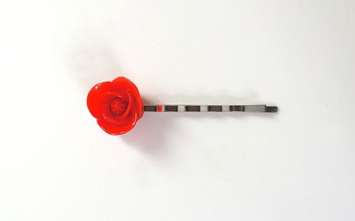 Custom Made Hairpin With Red Rose Cabochon