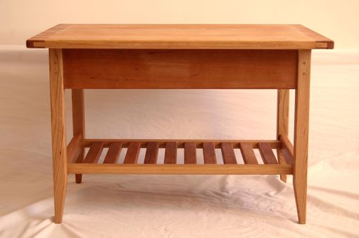 Custom Made Cherry Shaker Style Coffee Table With Drawer And Shelf