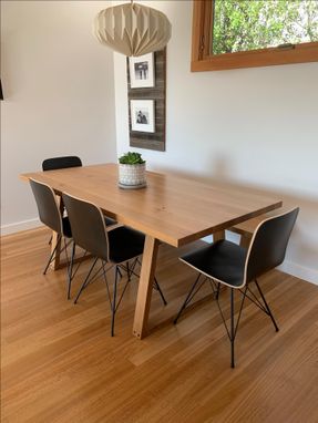 Custom Made Mid Century Modern Dining Table - White Oak, Walnut, Cherry, Maple Or Spalted Maple