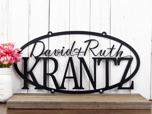 Custom Made Family Name, Established Year, And Child Name Oval Metal Signs
