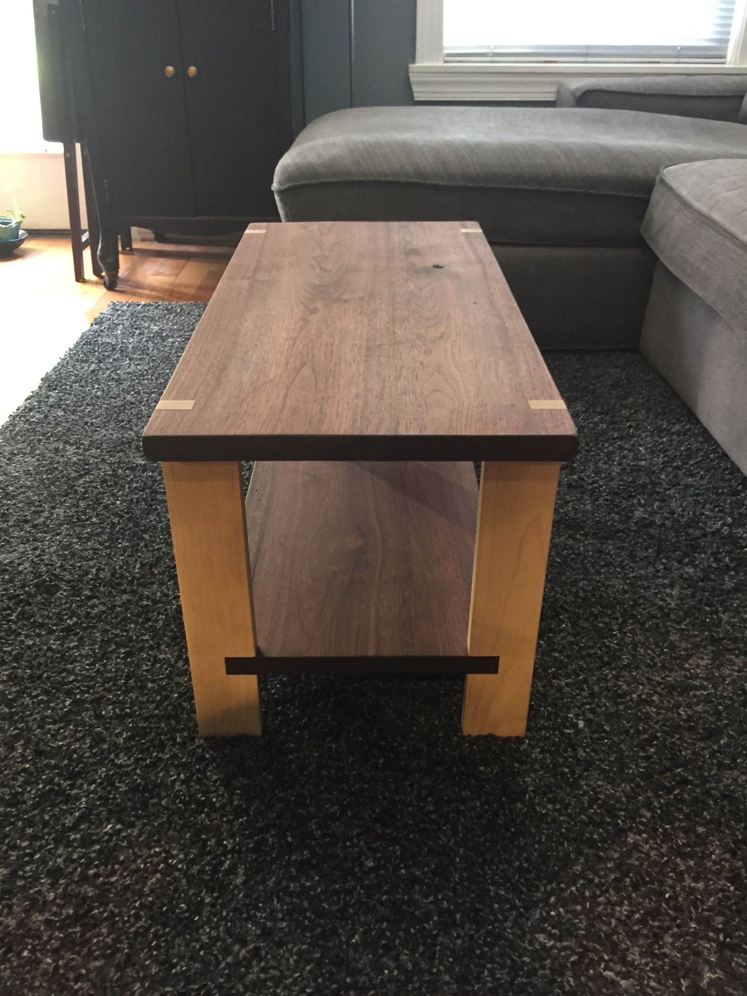 Hand Crafted Walnut And Maple Coffee Table by Michael Xander