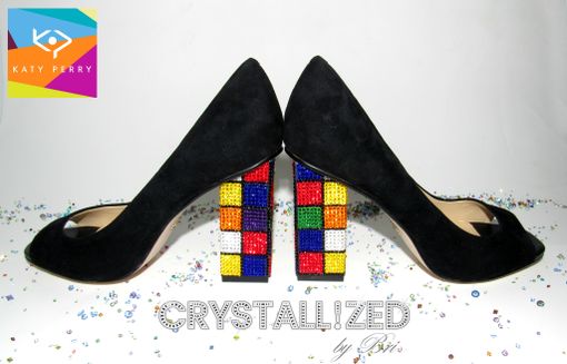 Custom Made Crystallized Katy Perry Rubik's Cube Heels The Caitlin Genuine European Crystals Bedazzled