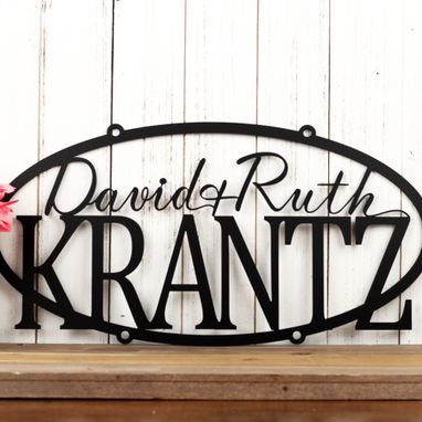 Custom Made Custom Metal Family Name Sign Established, Laser Cut Steel, Outdoor Oval Metal Wall Art, Family Gift