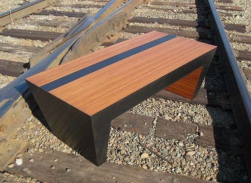 Custom Made Steel And Bamboo Coffee Table